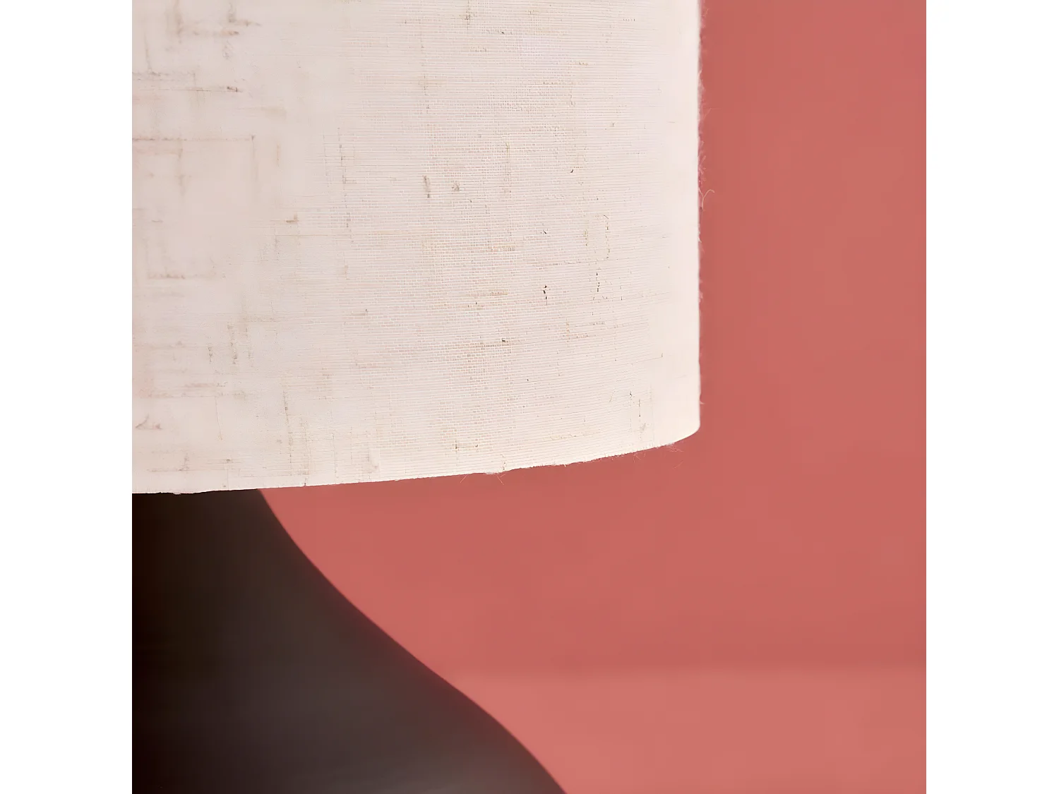 Lampe à poser avec pied en métal et abat-jour en tissu 1xE27 ø18,5cm - Noir et Crème