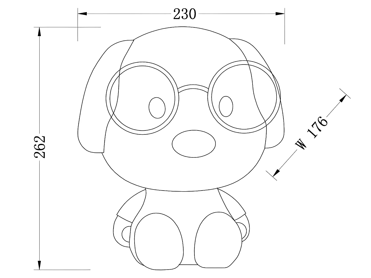 Hundeförmige Kindertischlampe 1xE14 - Schwarz