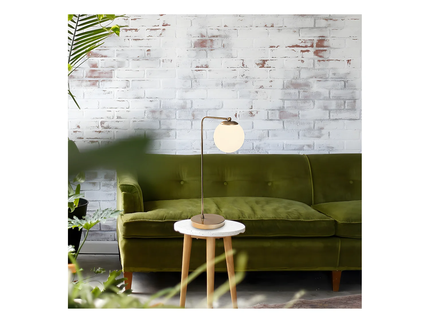 Lampe à poser Marga de style nordique avec sphère en verre 1xE27 - Cuivre