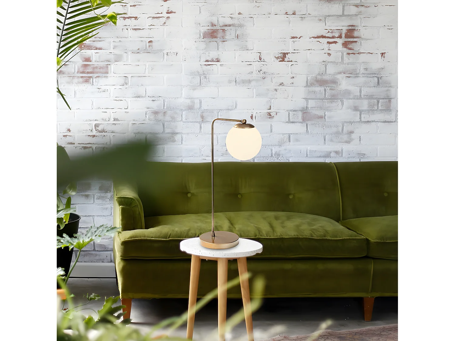 Lampe à poser Marga de style nordique avec sphère en verre 1xE27 - Cuivre