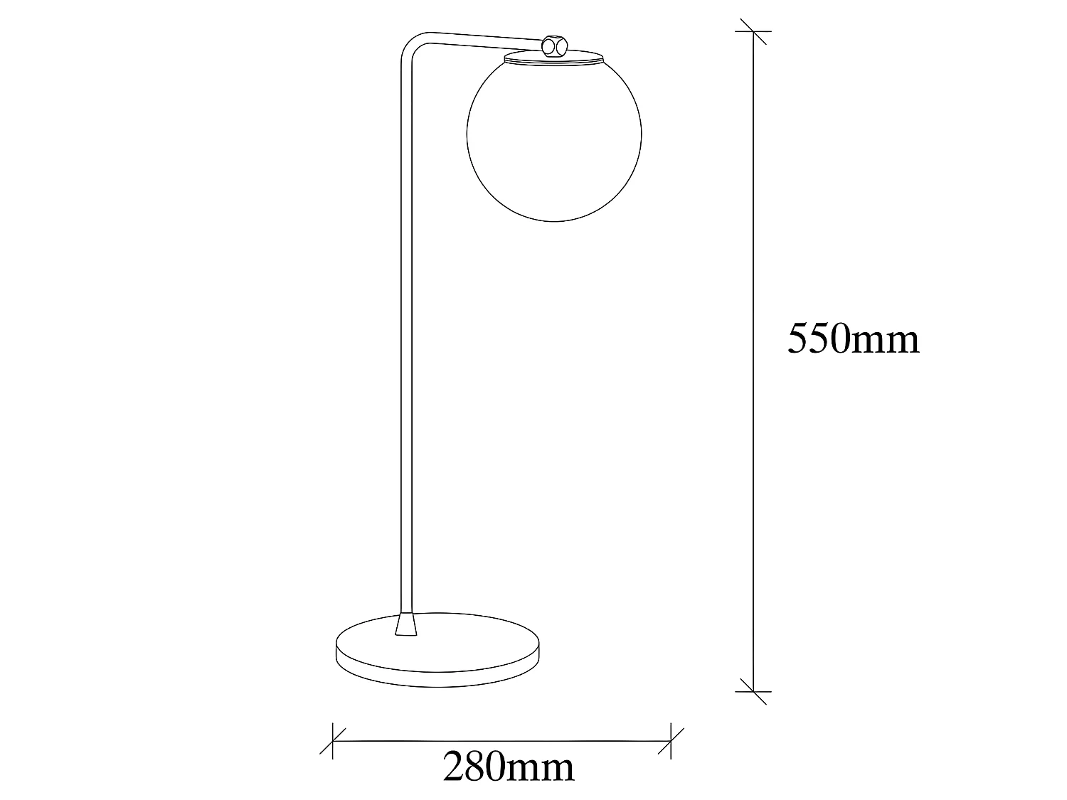 Lampe à poser Marga de style nordique avec sphère en verre 1xE27 - Cuivre