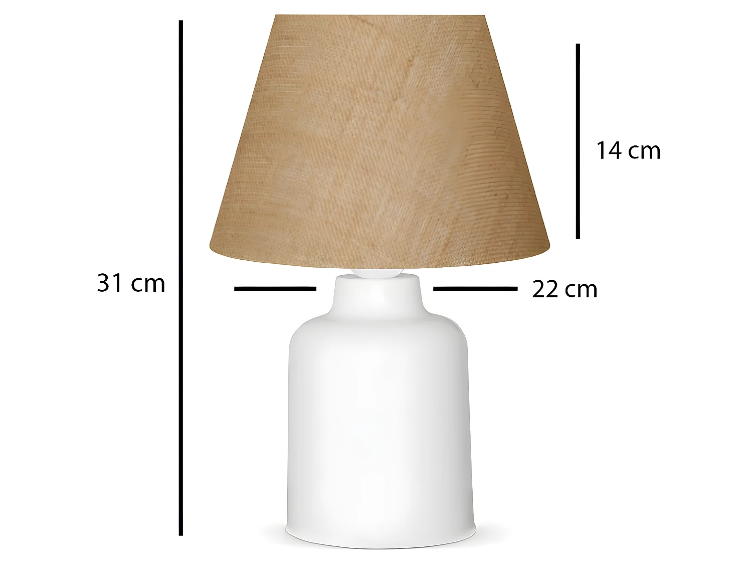 Lampe à poser Iberle avec pied en plastique et abat-jour en jute 1xE27 - Blanc