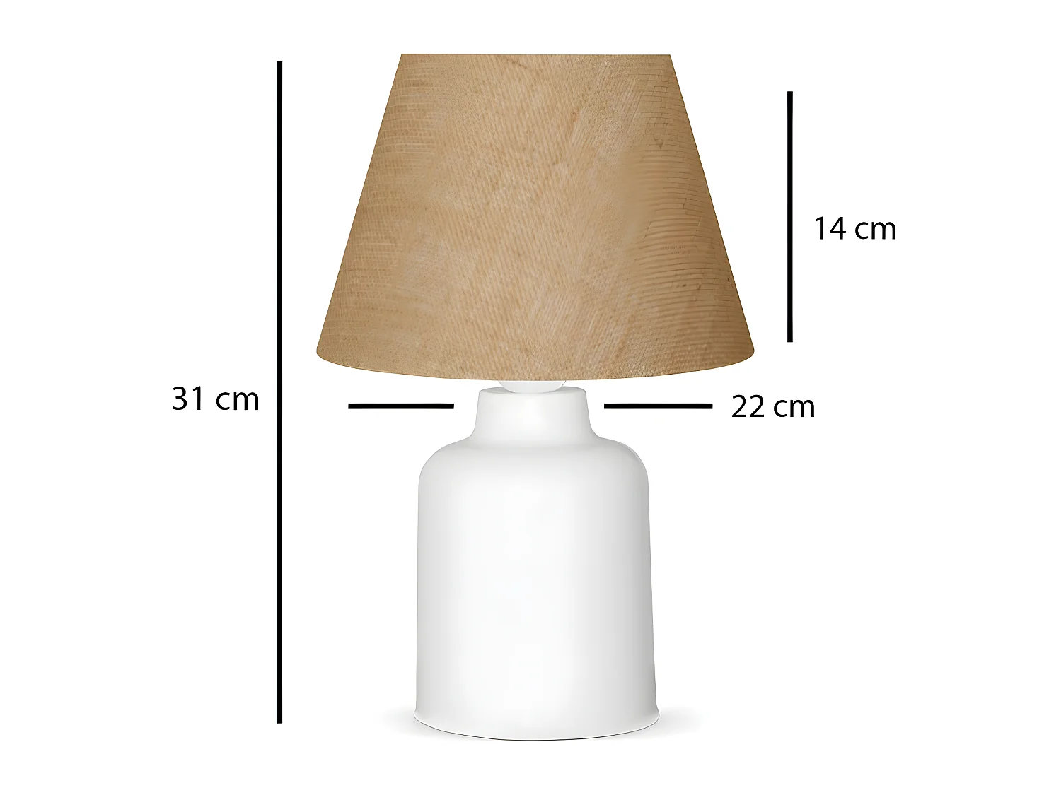 Lámpara de mesa Iberle con base de plástico y pantalla de yute 1xE27 - Blanco