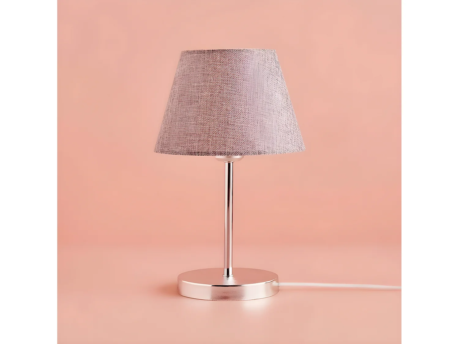 Lámpara de mesa Persale con base de metal y pantalla de tela 1xE27 - Plata y Gris