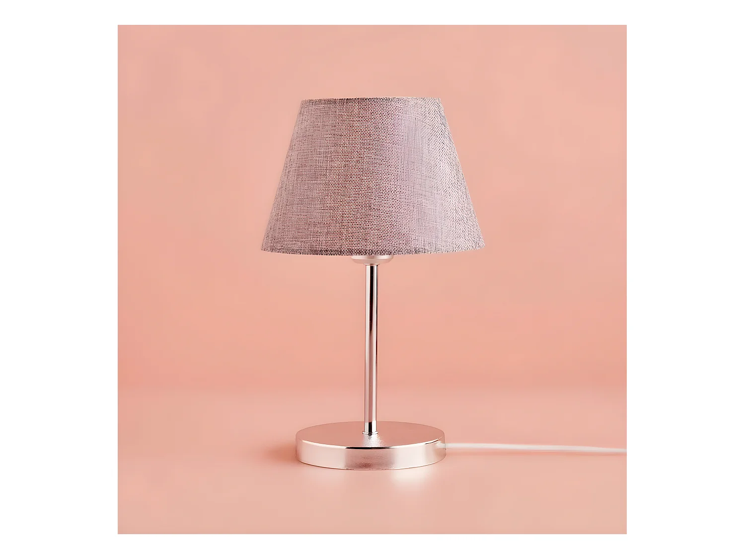 Lampe à poser Persale avec base en métal et abat-jour en tissu 1xE27 - Argent et Gris