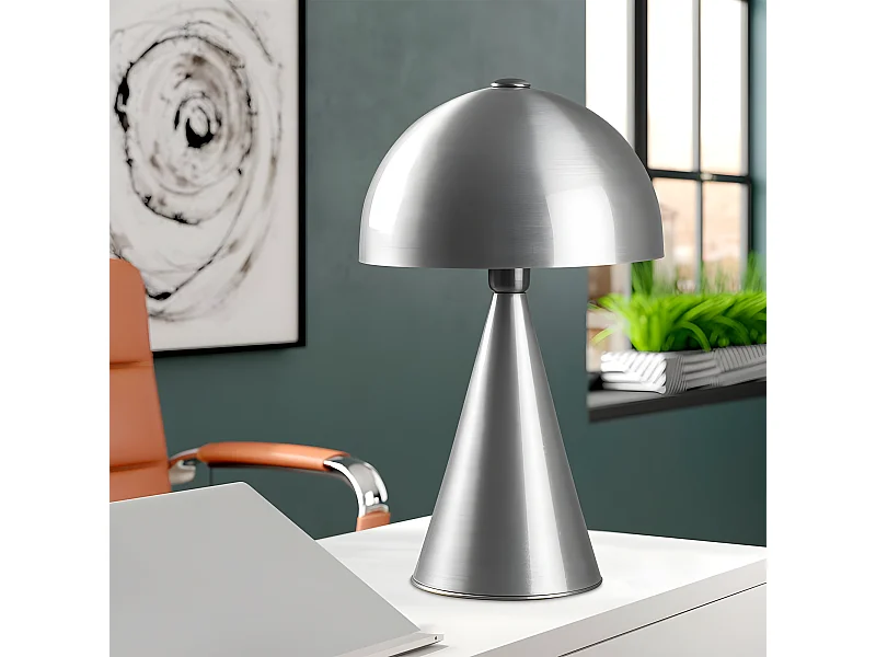 Tischleuchte Momo mit pilzförmiger Metallstruktur 1xE27 - Silber