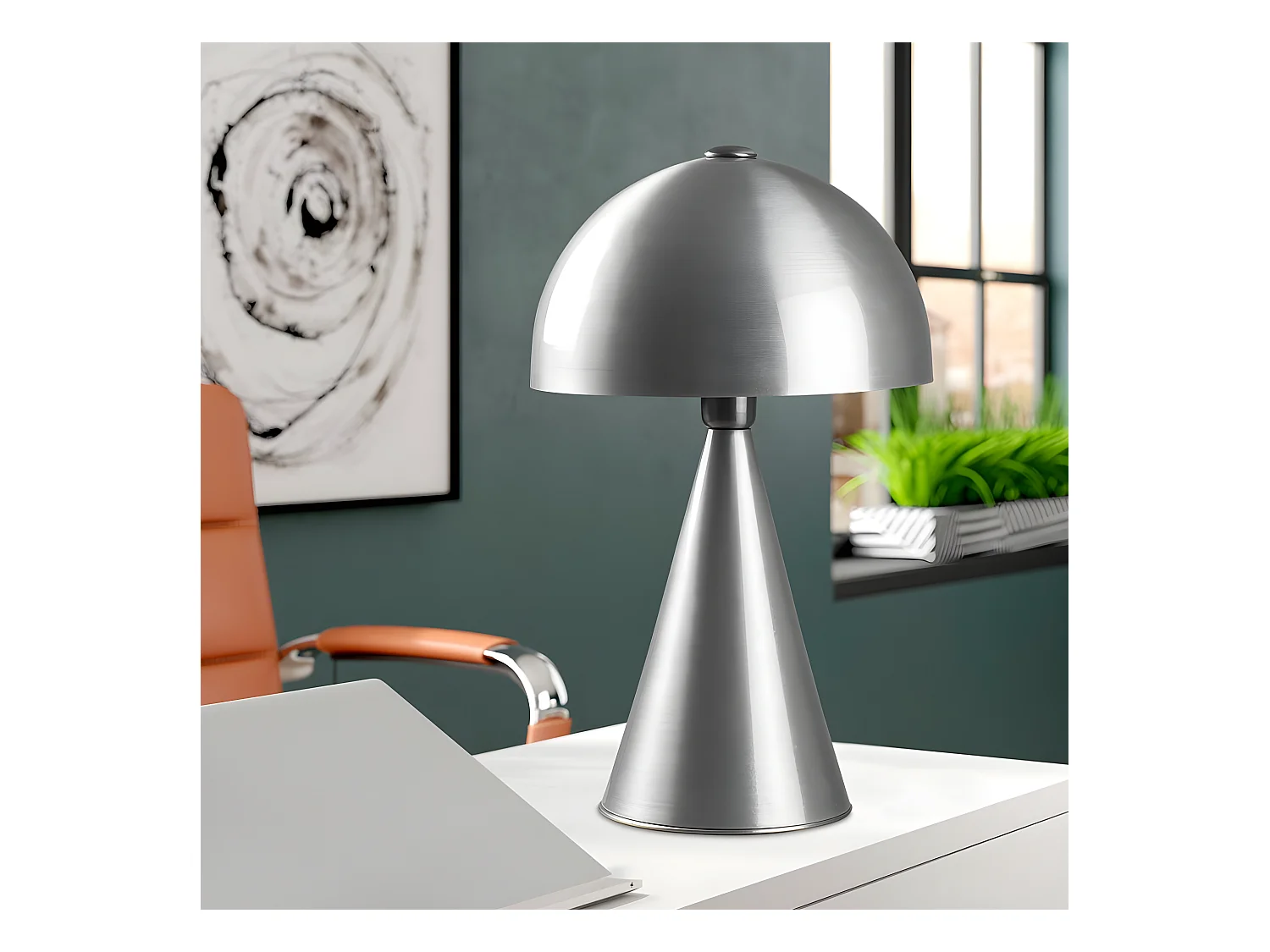 Lampe à poser Momo avec structure en métal et forme champignon 1xE27 - Argent