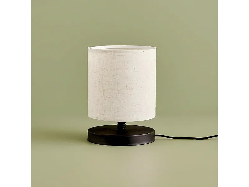 Lámpara de mesa Niron con base de madera y pantalla de tela 1xE27 H22cm - Crema