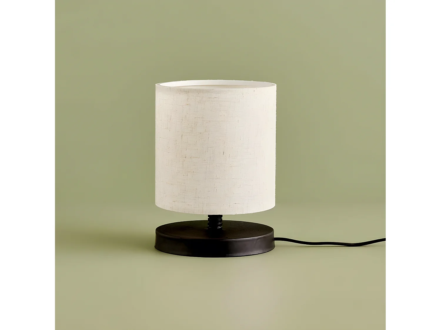 Lámpara de mesa Niron con base de madera y pantalla de tela 1xE27 H22cm - Crema