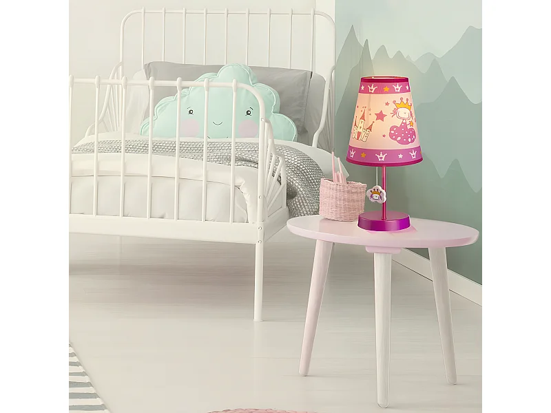 Lámpara de mesa infantil con dibujos de princesas 1xE14 - Rosa