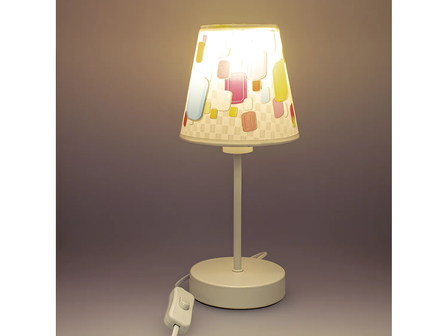 Lampada da tavolo per bambini Candy dal design rettangolare 1xE14 - Multicolor