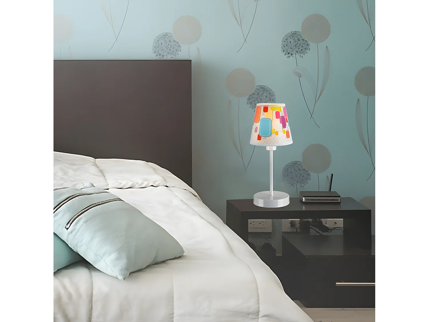 Lampada da tavolo per bambini Candy dal design rettangolare 1xE14 - Multicolor