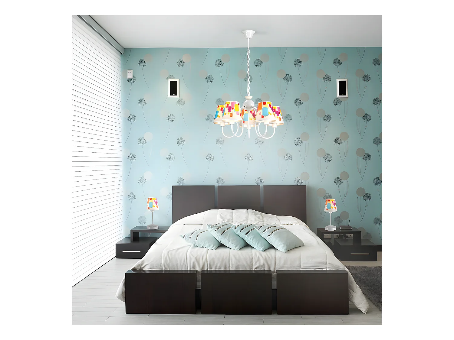 Lampe à poser enfant Candy design rectangle 1xE14 - Multicolore