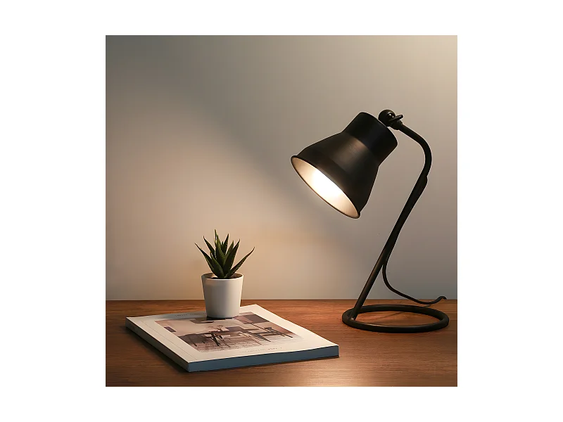 Lampe de bureau Renefi avec abat-jour en métal orientable 1xE14 - Noir