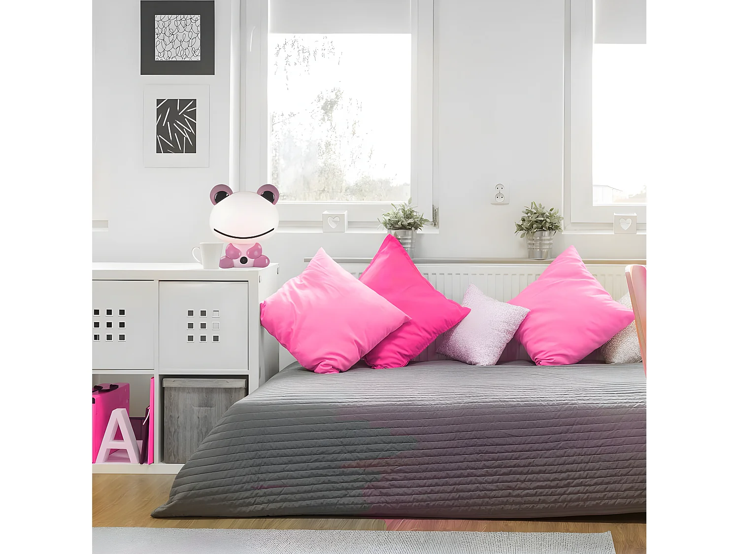 Lámpara de mesa infantil con forma de rana 1xE14 -Rosa