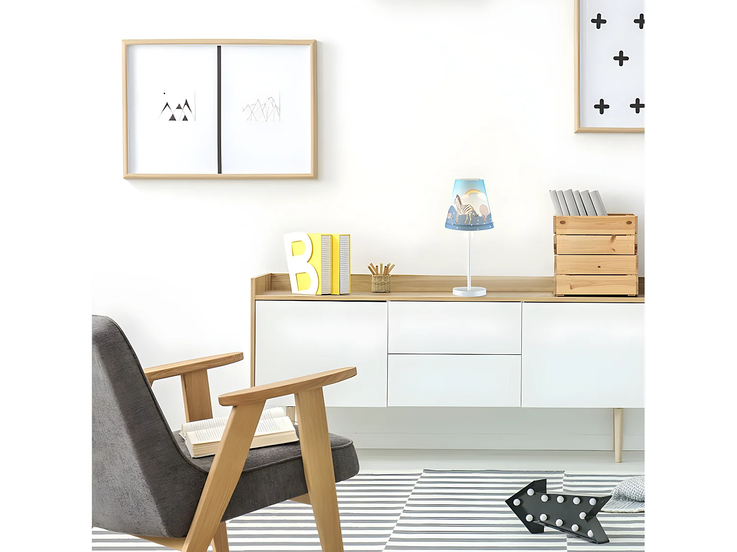 Lampada da tavolo per bambini con design zebrato 1xE14 - Blu