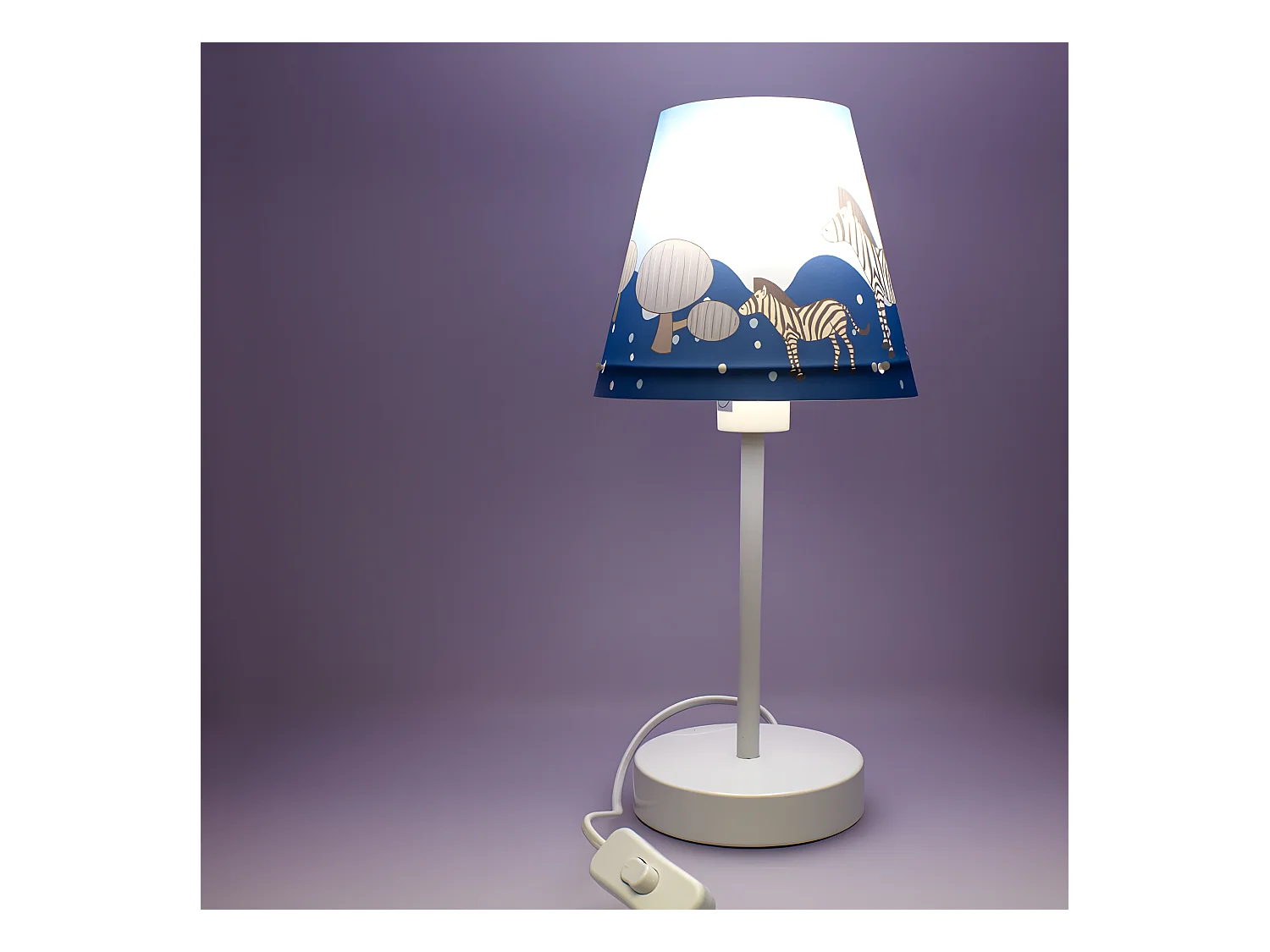 Lampe à poser enfant design zèbre 1xE14 - Bleu