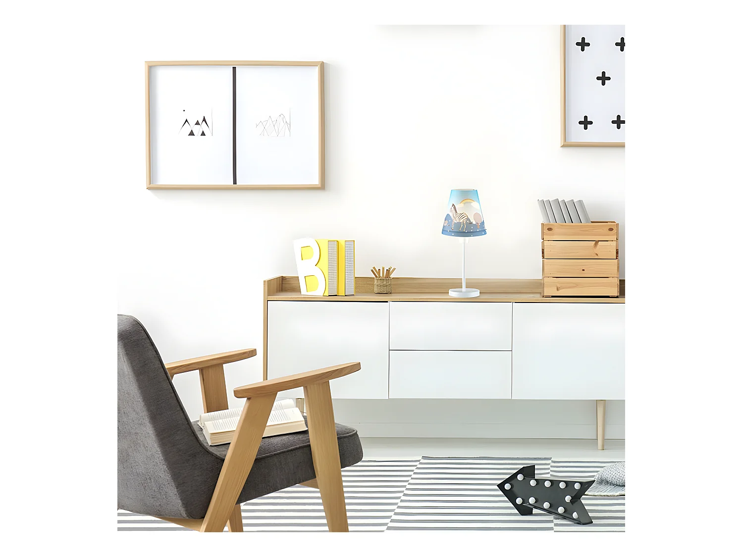 Kindertafellamp met zebra design 1xE14 - Blauw