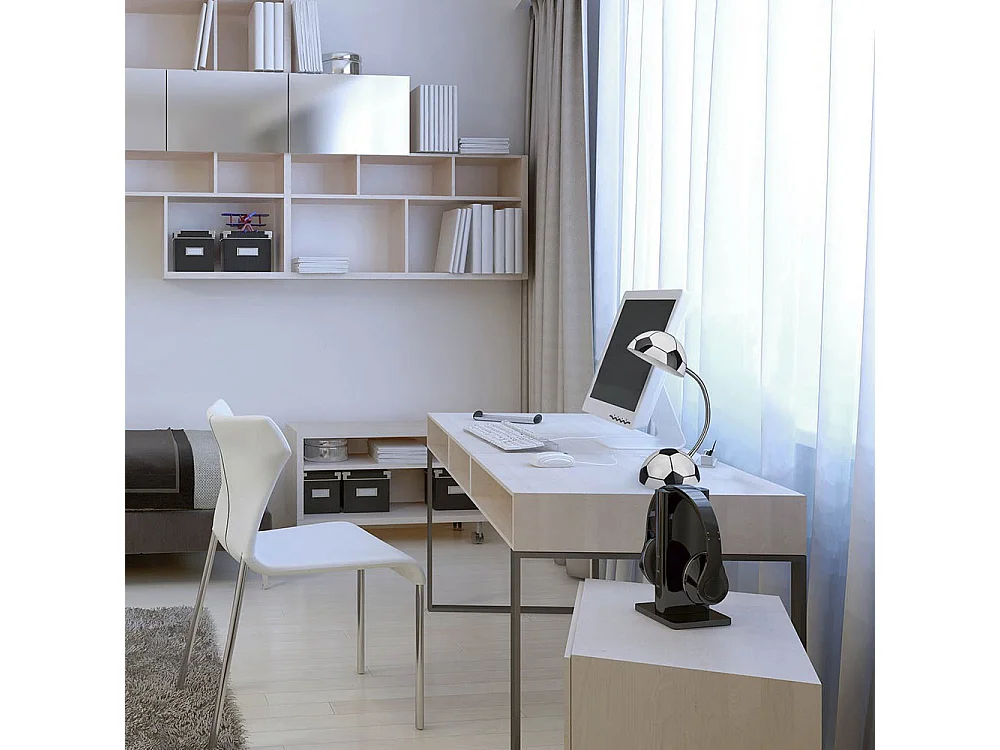 Flexo infantil de balón de fútbol con estructura orientable 1xE14 - Blanco y Negro