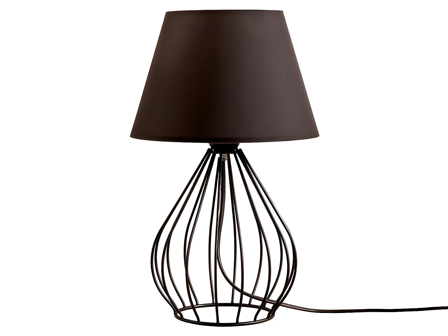 Lampe à poser Adélia avec structure décorative et abat-jour en tissu 1xE27 - Noir