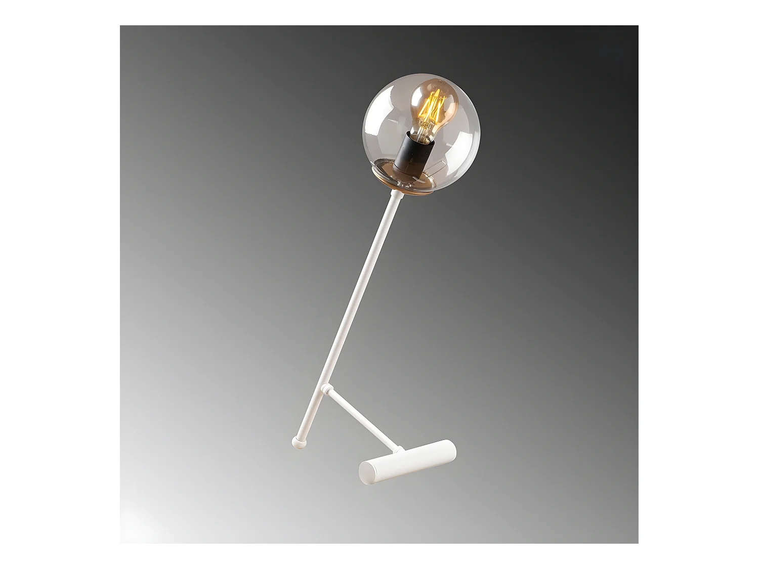 Tischleuchte Birdie im nordischen Stil mit transparenter Kugel 1xE27 – Weiß und Kupfer