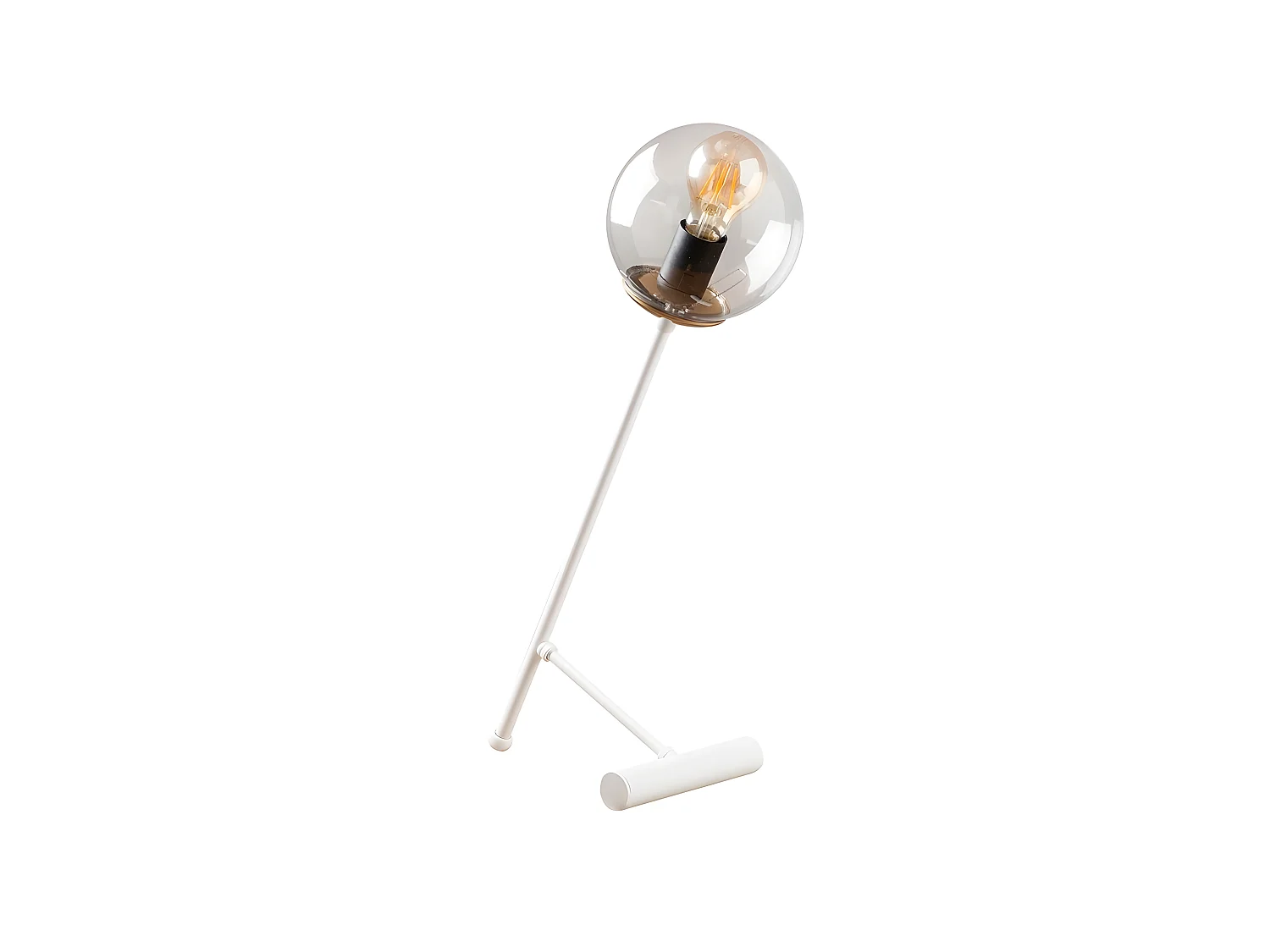 Lampada da tavolo Birdie in stile nordico con sfera trasparente 1xE27 - Bianco e Rame