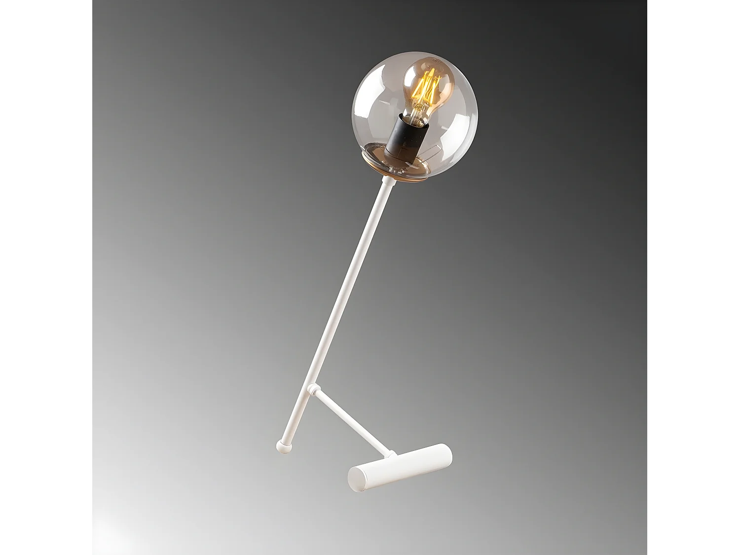 Lampada da tavolo Birdie in stile nordico con sfera trasparente 1xE27 - Bianco e Rame