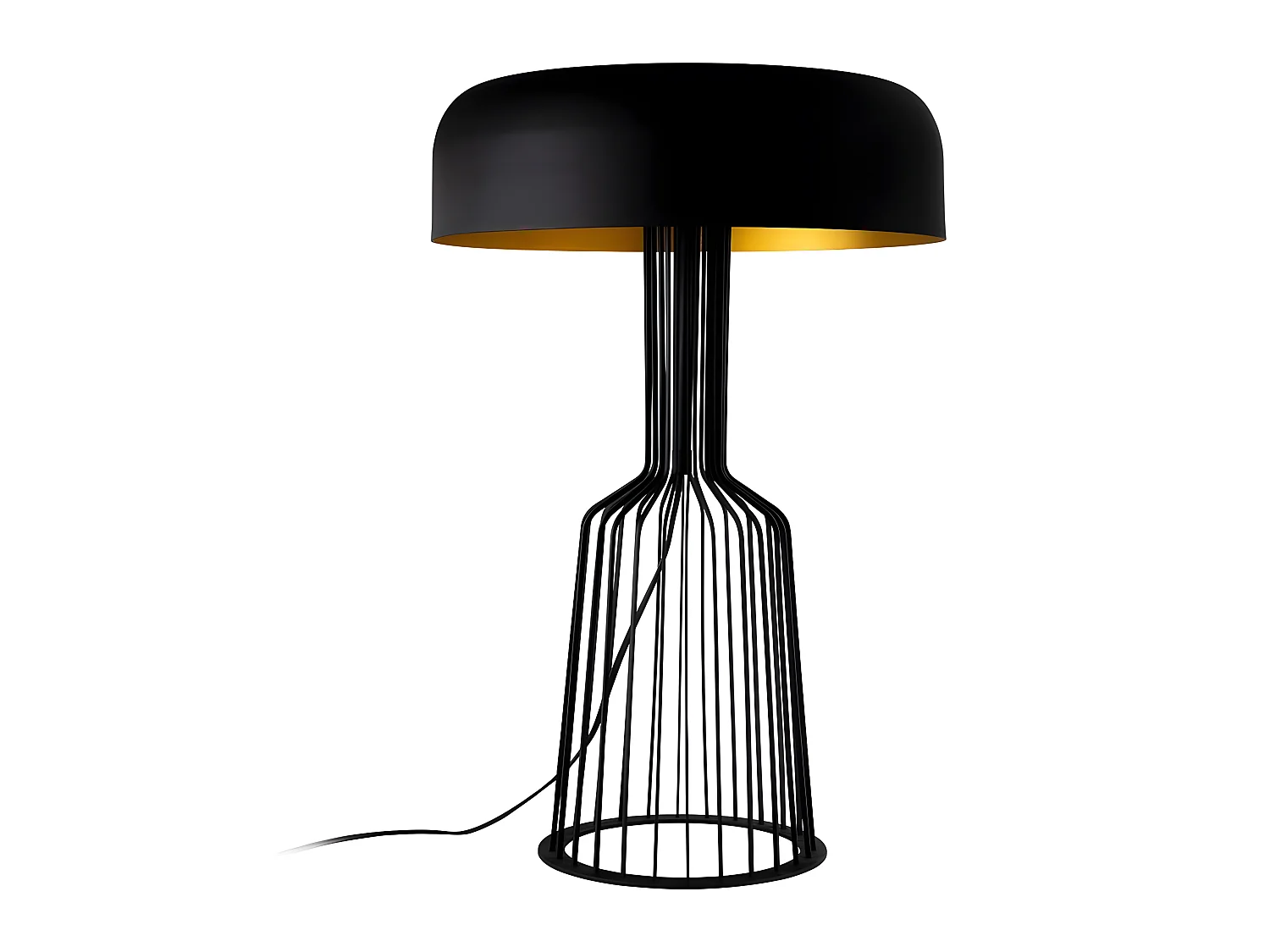 Designer-Tischleuchte Cabiria mit Metallstruktur 2xE27 – Schwarz und Gold