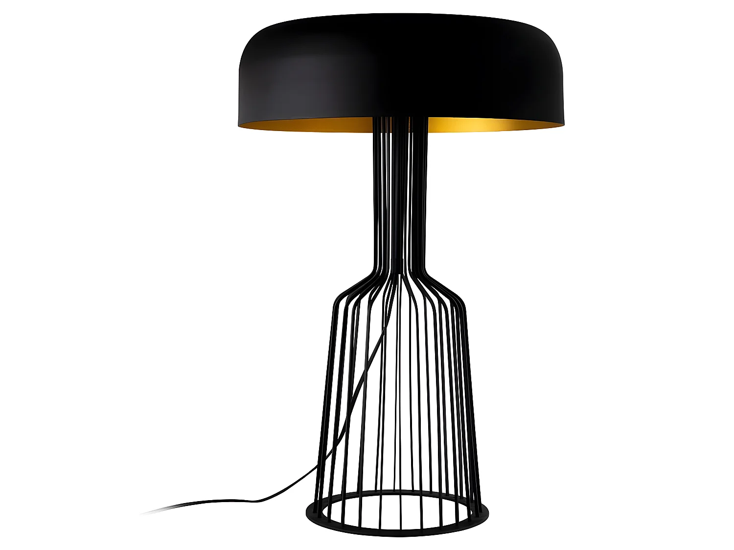 Lampe à poser design Cabiria avec structure en métal 2xE27 - Noir et Or