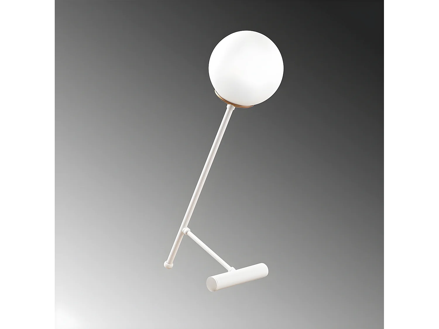 Candeeiro de mesa Birdie estilo moderno com bola de vidro 1xE27 - Branco e Cobre