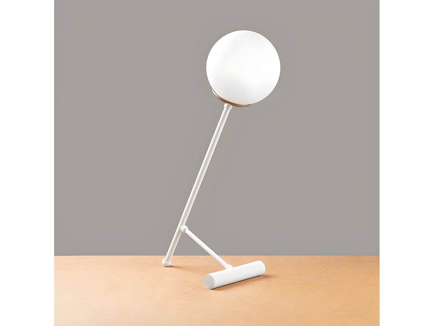 Candeeiro de mesa Birdie estilo moderno com bola de vidro 1xE27 - Branco e Cobre