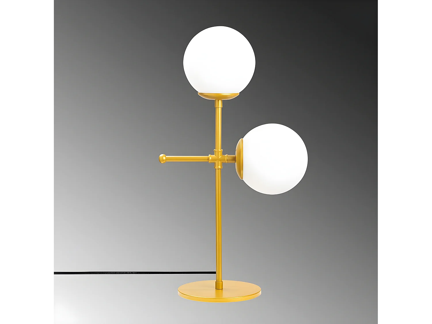 Lampe à poser Garet avec structure en métal et sphères en verre 2xE27 - Or