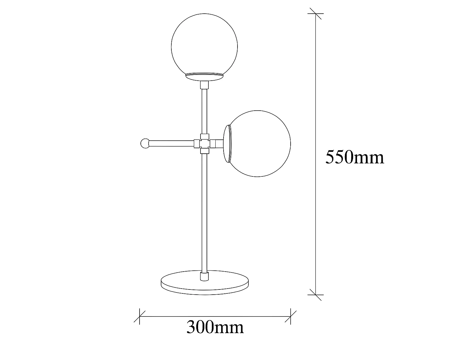 Lampe à poser Garet avec structure en métal et sphères en verre 2xE27 - Or