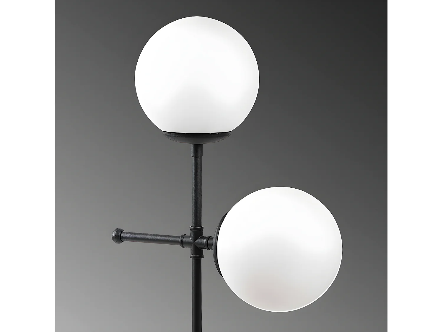 Tischleuchte Garet mit Metallstruktur und 2xE27-Glaskugeln - Schwarz