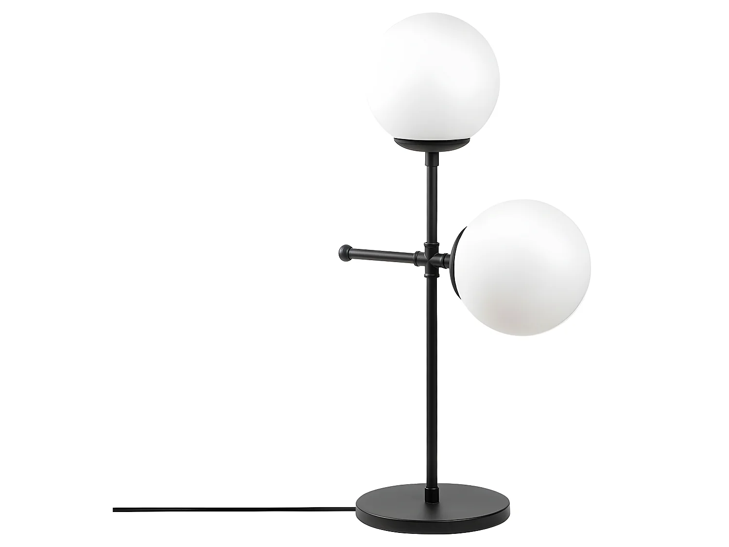 Garet tafellamp met metalen structuur en glazen bollen 2xE27 - Zwart