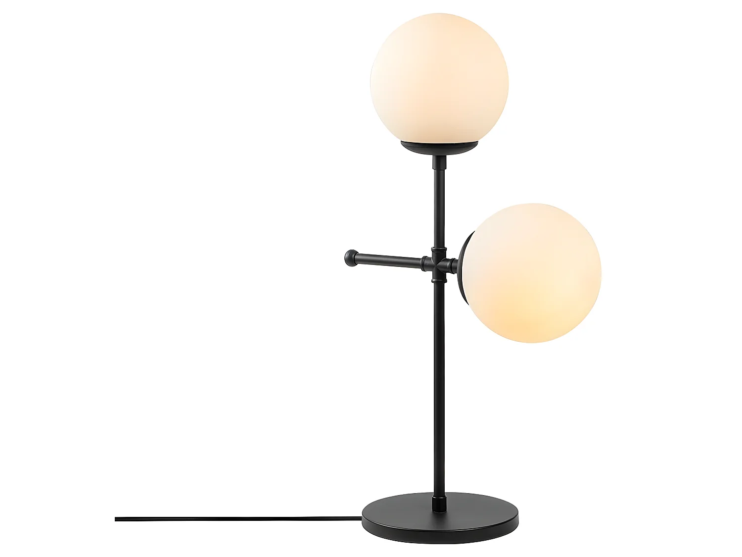 Garet tafellamp met metalen structuur en glazen bollen 2xE27 - Zwart