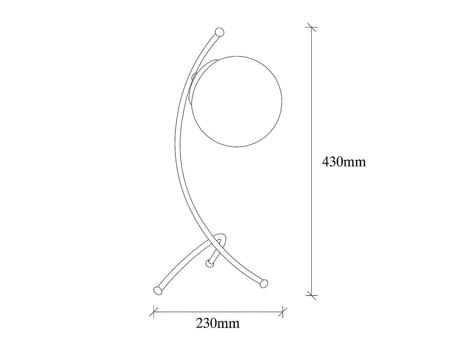 Lampe à poser Kelen avec structure moderne en métal et sphère en verre 1xE27 - Or