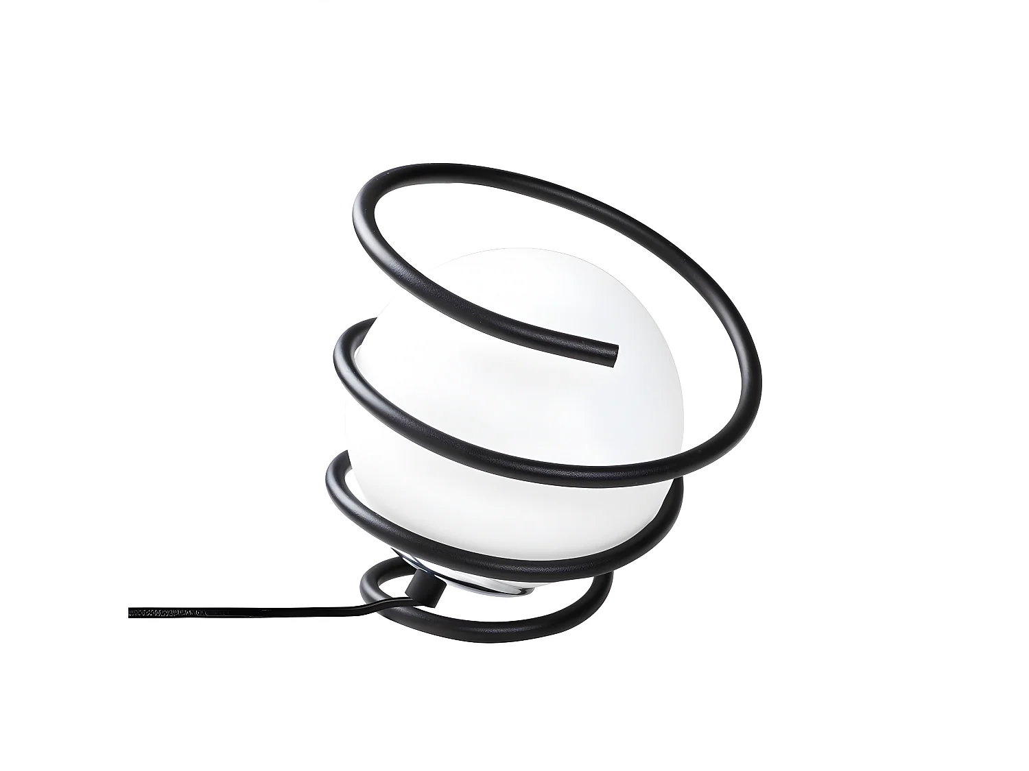 Lampe à poser Galene avec structure en spirale et sphère en verre 1xE27 - Noir
