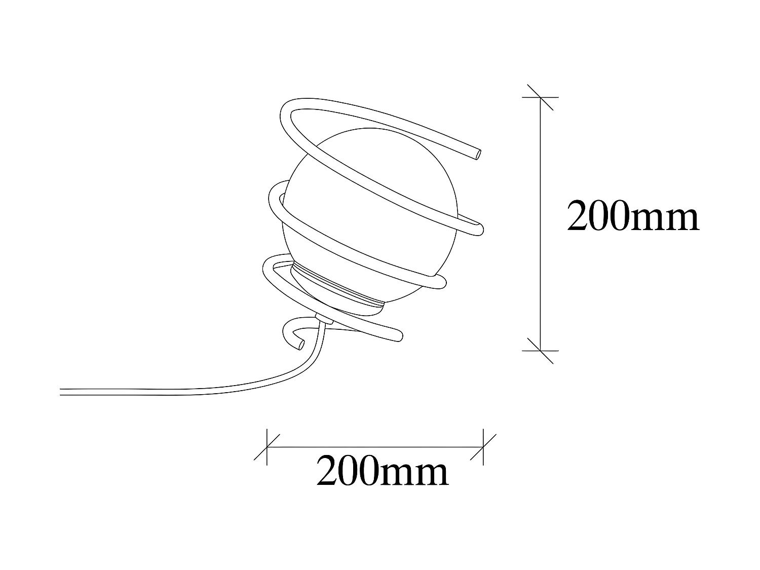 Galene tafellamp met spiraalstructuur en glazen bol 1xE27 - Zwart