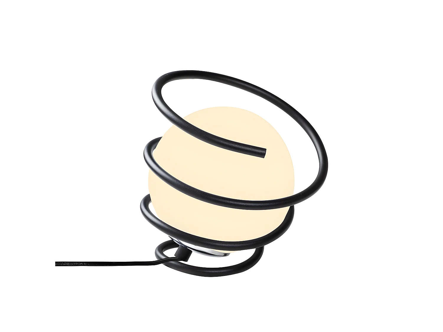 Lampe à poser Galene avec structure en spirale et sphère en verre 1xE27 - Noir