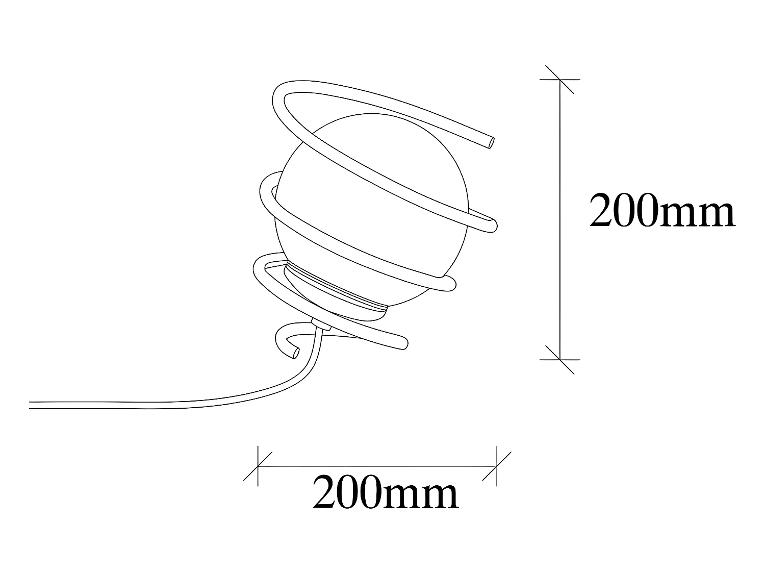Lampe à poser Galene avec structure en spirale et sphère en verre 1xE27 - Noir