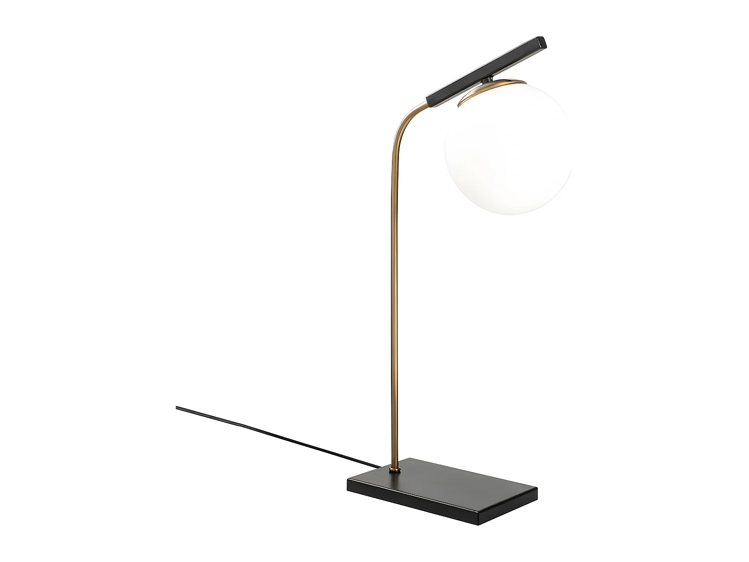 Lampe à poser Brenda avec base rectangulaire et sphère en verre 1xE27 - Noir et Or
