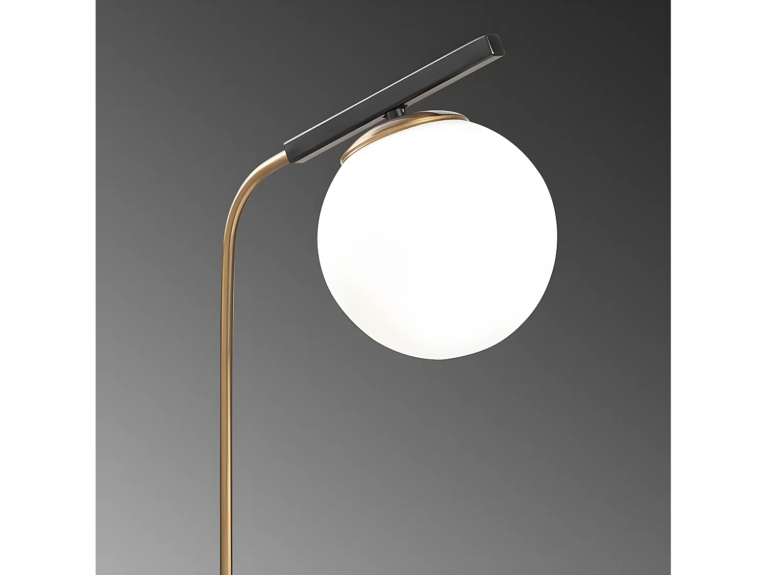 Lampe à poser Brenda avec base rectangulaire et sphère en verre 1xE27 - Noir et Or