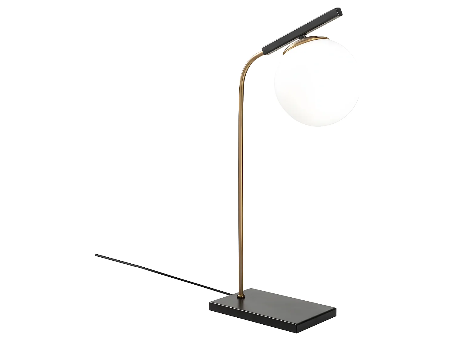 Lampe à poser Brenda avec base rectangulaire et sphère en verre 1xE27 - Noir et Or