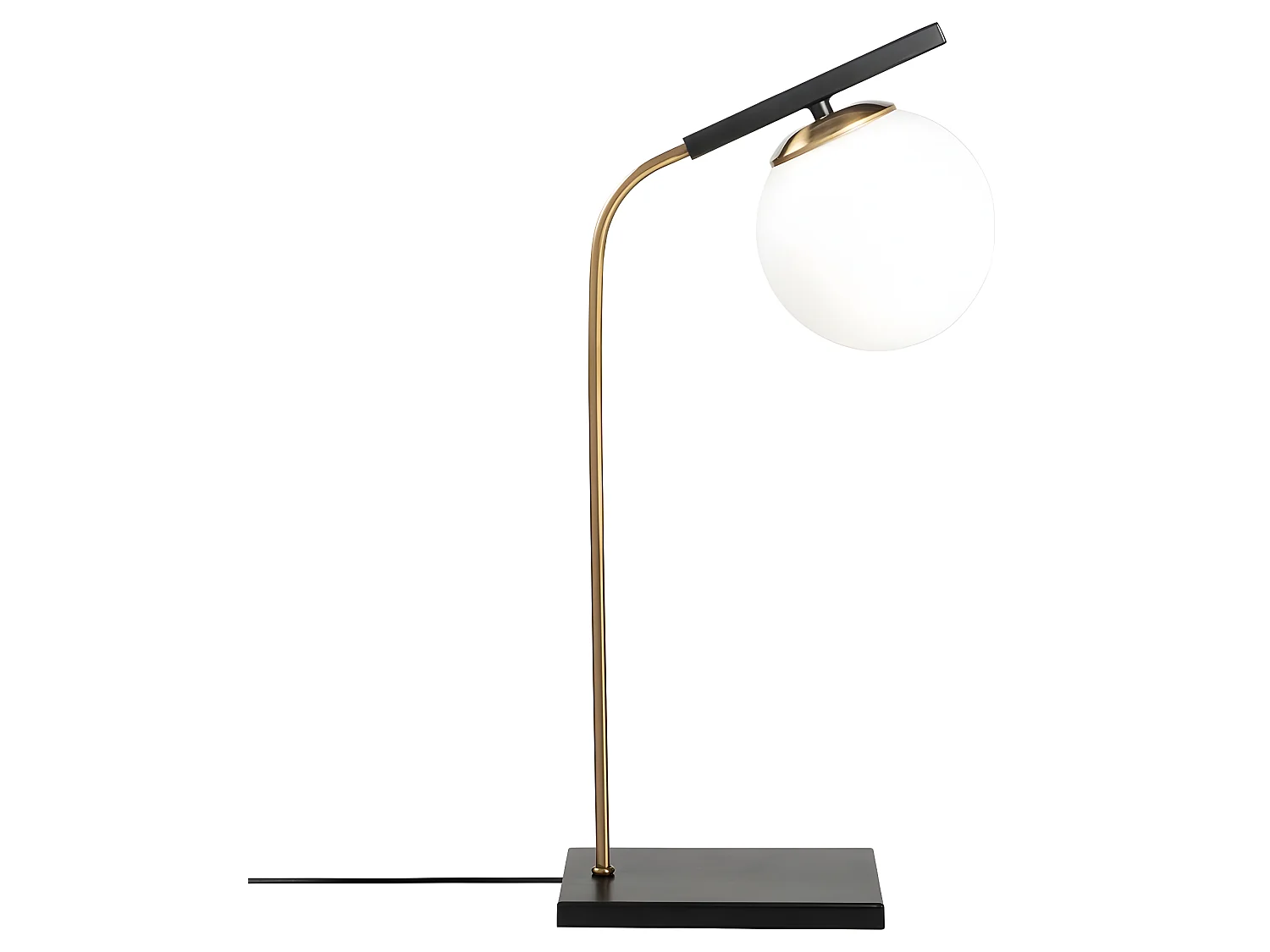 Lampe à poser Brenda avec base rectangulaire et sphère en verre 1xE27 - Noir et Or
