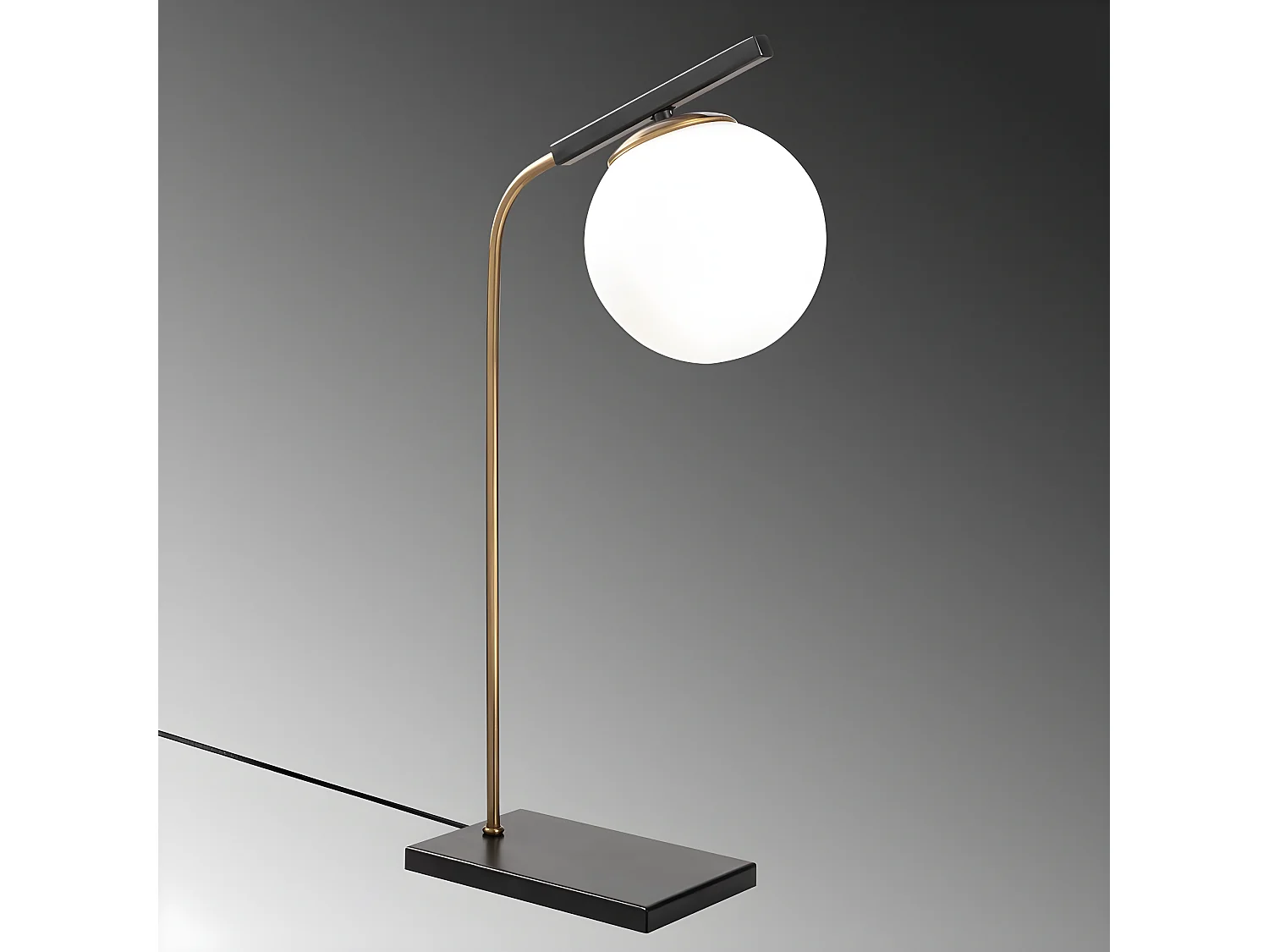 Lampe à poser Brenda avec base rectangulaire et sphère en verre 1xE27 - Noir et Or