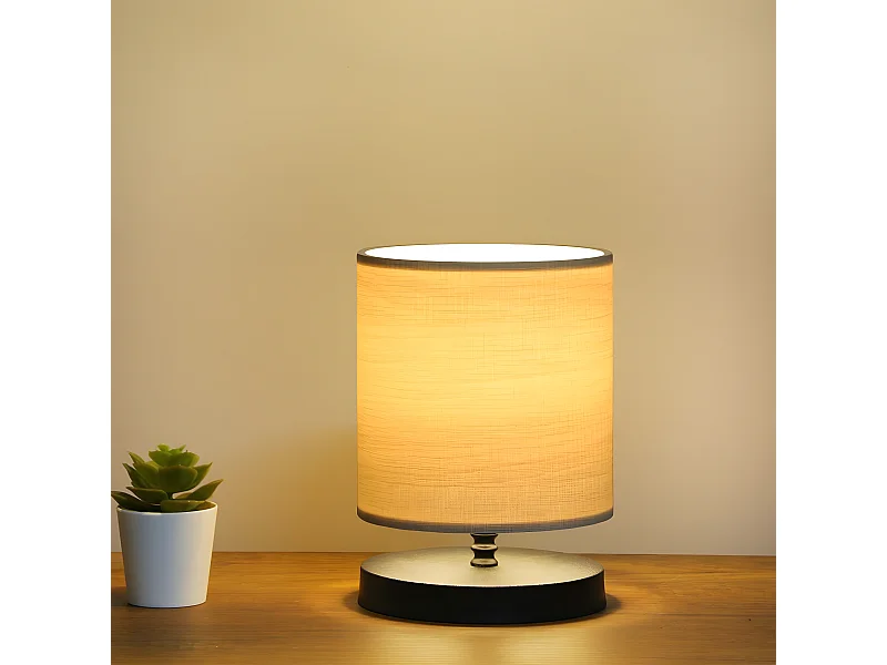 Lampada da tavolo Siberia con base in plastica e paralume in PVC 1xE14 - Beige