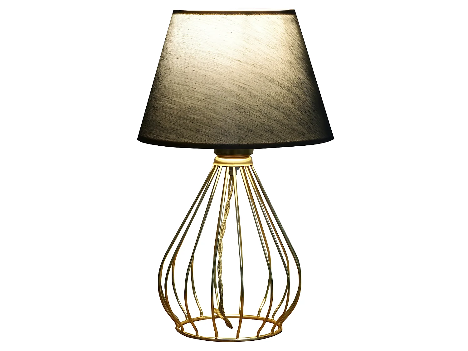 Lampe à poser originale Batisa en métal et abat-jour en tissu 1xE27 - Or et noir