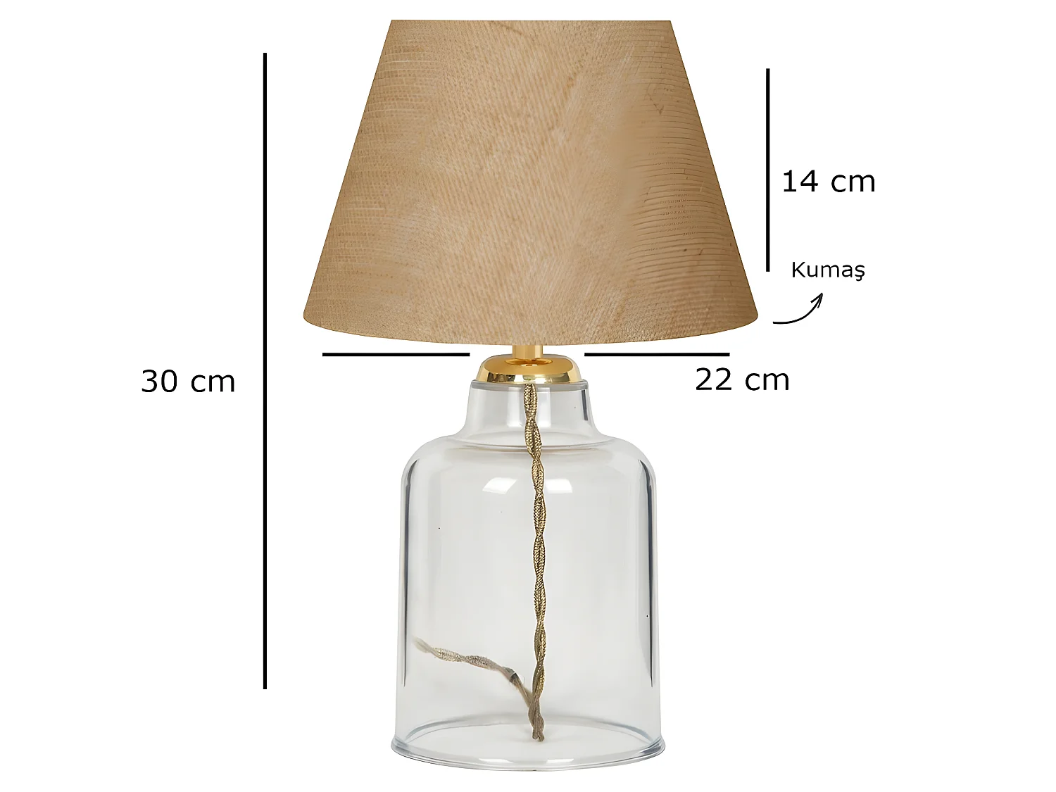 Lampe à poser Damiso avec base en plastique et abat-jour en tissu 1xE14 - Crème