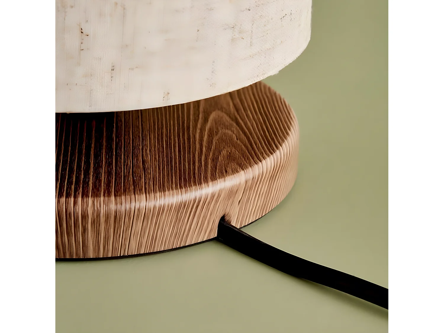 Niron Nordic style tafellamp met houten voet en stoffen kap 1xE27 - Crème